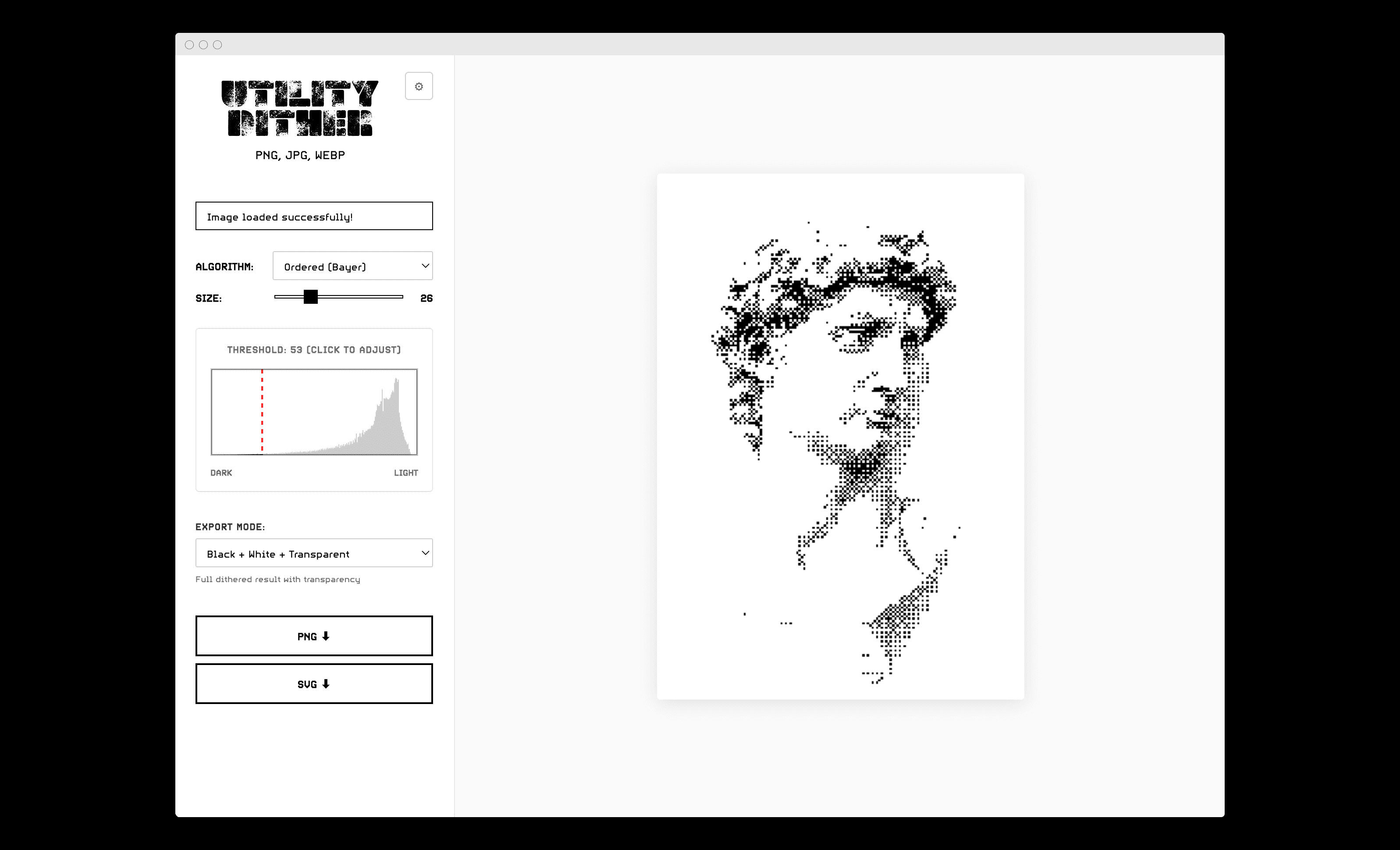 Utility Dither application interface